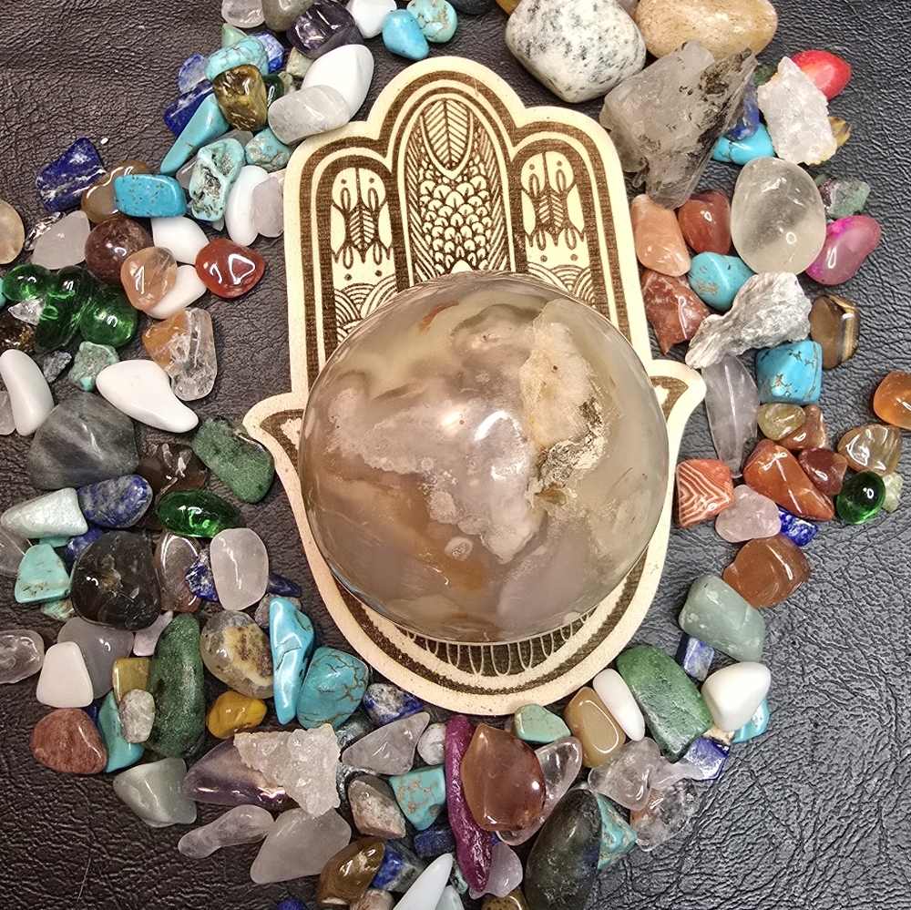 Hamsa hand Crystal Sphere Stand - Picture 3 of 5